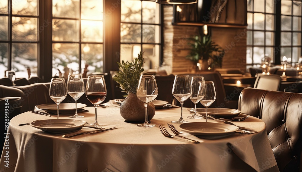 Wall mural table setting at an Italian restaurant