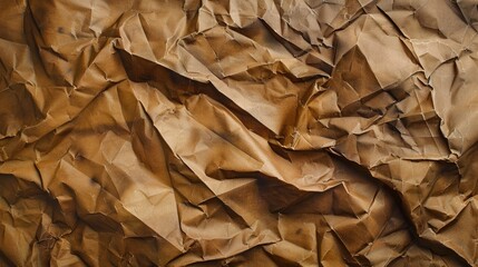 Texture of crumpled brown paper viewed from above