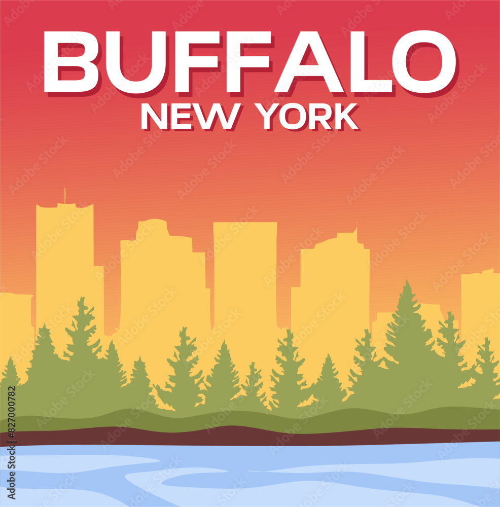 Sticker Buffalo New York with beautiful views