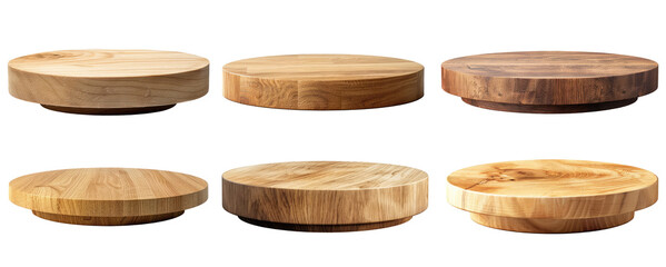 set of wooden podium platform png on transparent background