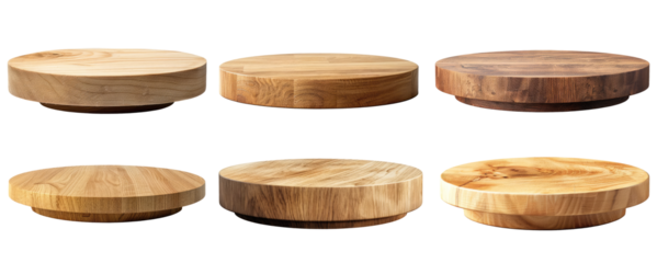 set of wooden podium platform png on transparent background