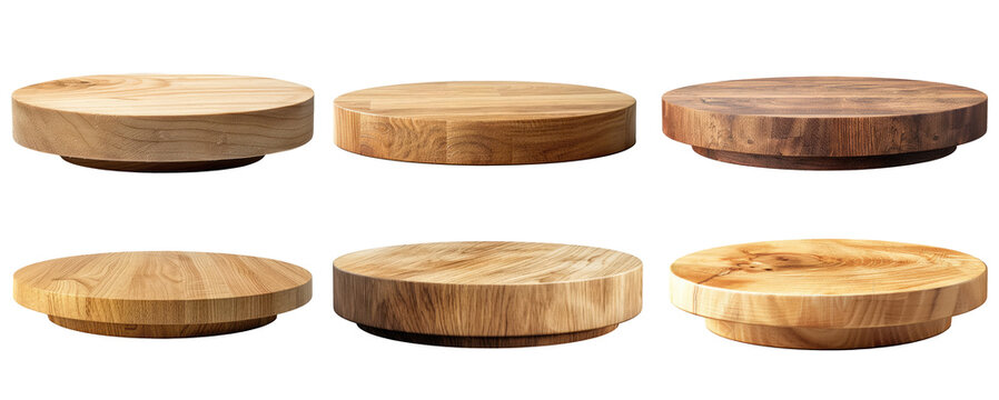 set of wooden podium platform png on transparent background