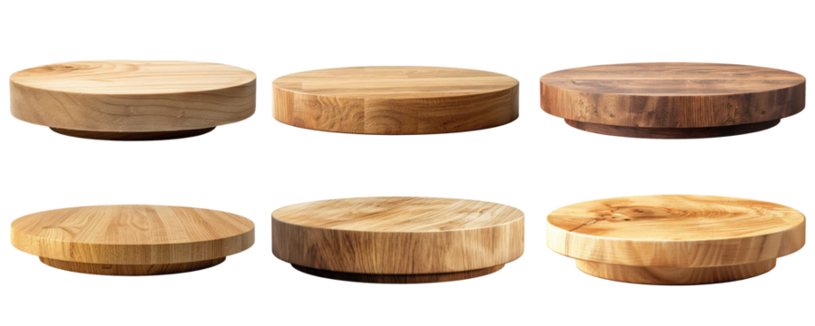 set of wooden podium platform png on transparent background