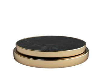 shiny golden podium pedestal stand on transparent background