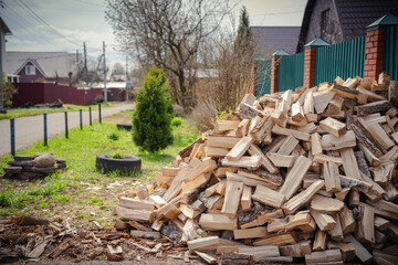 A mountain of harvested firewood