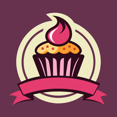 Vector illustration of cupcake bakery logo design template
