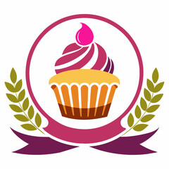 Vector illustration of cupcake bakery logo design template