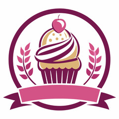 Vector illustration of cupcake bakery logo design template