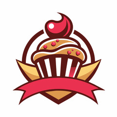 Vector illustration of cupcake bakery logo design template