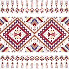 Ikat ethnic abstract, ikat aztec ornament pattern, geometric seamless,Thai ikat fabric,Tribal boho native. Design for background ,curtain, carpet,wallpaper,clothing,wrapping,batik, traditional design