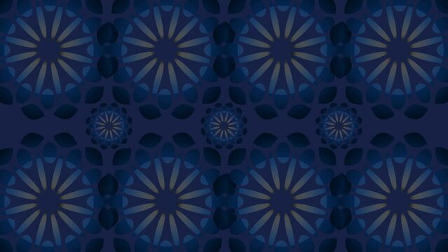 abstract background of irregular blue lace rotating without direction, seamless looping