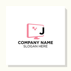 letter initial and computer Logo designs, computer Shop logo designs, Modern computer logo designs vector icon