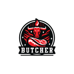 Butcher shop retro labels, badges, emblems, logo. Steak House, Meat shop, butchery. Meat business logo templates. Vector illustration