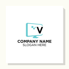 letter initial and computer Logo designs, computer Shop logo designs, Modern computer logo designs vector icon