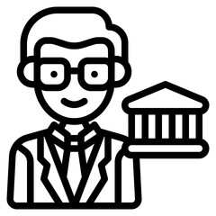 bank consultant outline icon and illustration