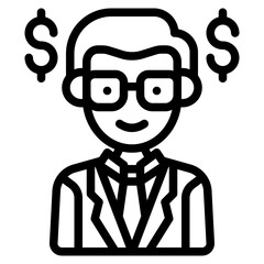 double the salary on the job outline icon and illustration