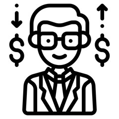 investment consultant outline icon and illustration