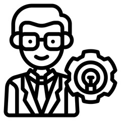 idea setting business consultant outline icon and illustration
