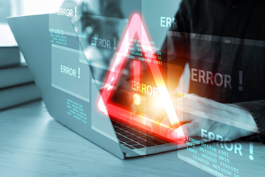 Warning caution 404 page not found error system warning on problem computer network or firewall protection for cyber threat attack security risk alert hacker or cybercrime safety or virus prevent.