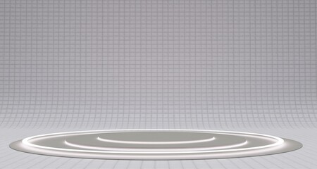 Obraz premium circular stage circular podium curved dome technology background 3D illustration