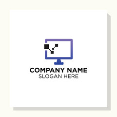 letter initial and computer Logo designs, computer Shop logo designs, Modern computer logo designs vector icon