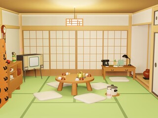 昭和レトロな部屋のイラスト