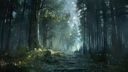 Obraz premium Milkyway forest nature backgrounds concept