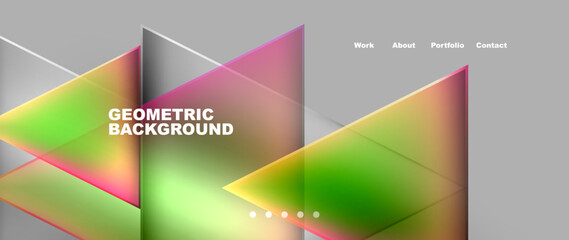 Flowing bright neon gradients geometric abstract background with triangles and lines. Fluid color pattern of color liquid gradient background for wallpaper, banner, background, card, landing page