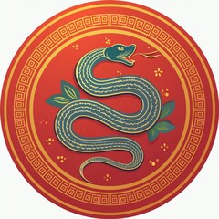 Obraz premium snake icon or snake logo. logo iconic snake chinese, circel logo snake, red snake logo. black color and white background. shio snake, snake chinese new years, snake tatto design, snake art. 
