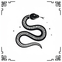 Naklejka premium snake icon or snake logo. logo iconic snake chinese, circel logo snake, red snake logo. black color and white background. shio snake, snake chinese new years, snake tatto design, snake art. 