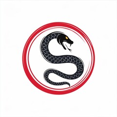 Fototapeta premium snake icon or snake logo. logo iconic snake chinese, circel logo snake, red snake logo. black color and white background. shio snake, snake chinese new years, snake tatto design, snake art. 