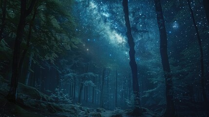 Fototapeta premium Milkyway forest nature backgrounds concept