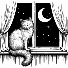 A beautiful cat outline for Coloring Book Generative AI