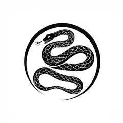 Fototapeta premium snake icon or snake logo. logo iconic snake chinese, circel logo snake, red snake logo. black color and white background. shio snake, snake chinese new years, snake tatto design, snake art. 