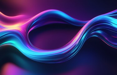 Obraz premium Abstract fluid holographic iridescent neon curved wave in motion dark blue and pink gradient background