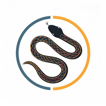 snake icon or snake logo. logo iconic snake chinese, circel logo snake, red snake logo. black color and white background. shio snake, snake chinese new years, snake tatto design, snake art. 