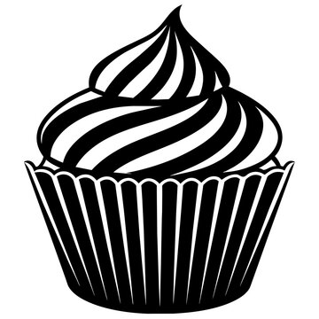 recommend clip art: Black and white cupcake silhouette vector illustration 