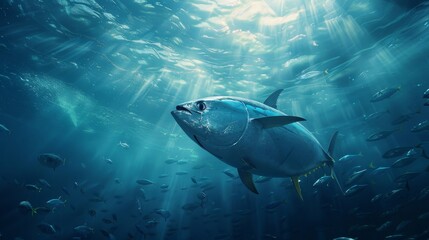 Fototapeta premium Scene is peaceful and serene, as the fish are swimming in their natural habitat