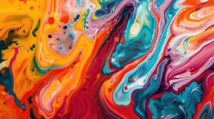 Colorful abstract painting background. Liquid marbling paint background. Fluid painting abstract texture. Intensive colorful mix of acrylic vibrant colors 
