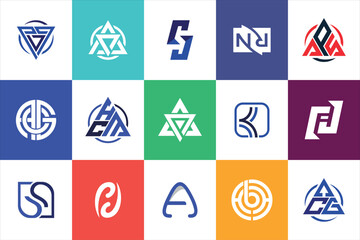 Letter mark Geometric Modern minimal initial Logo Design set collection template for business company 