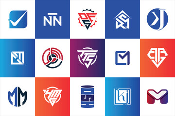 Letter mark Geometric Modern minimal initial Logo Design set collection template for business company 