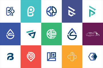 Letter mark Geometric Modern minimal initial Logo Design set collection template for business company 