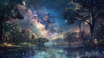 Milkyway forest nature backgrounds concept