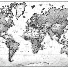 A photo of a beautiful world map outline photo Generative AI