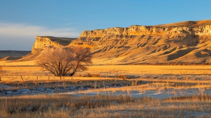 A sublime sight as the evening sun bathes the loess walls in a warm golden light creating an ethereal glow.