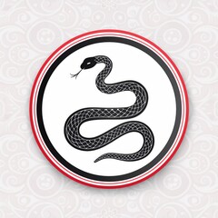 Obraz premium chinese zodiac year of the snake, chinese new year, chinese new year, logo iconic snake, circel logo snake, red snake logo, wood snake chinese new year symbol, logo red snake cool