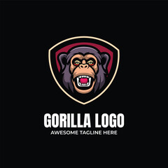 Gorilla Illustration Mascot Logo