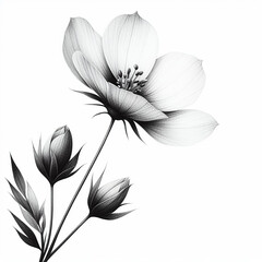 A photo of beautiful flower outline for coloring book Generative AI