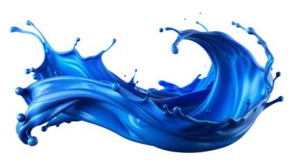 Royal Blue Splash – Majestic Flow: A royal blue liquid splash with a majestic and elegant flow, isolated on a white background.
