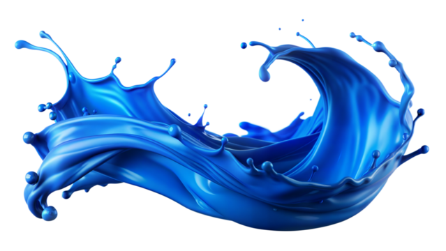 Royal Blue Splash – Majestic Flow: A royal blue liquid splash with a majestic and elegant flow, isolated on a white background.
